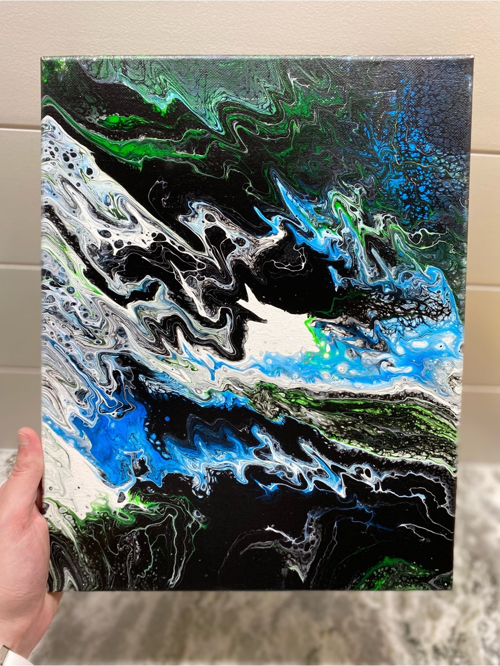 Abstract Neon Blue and Green BLACKLIGHT Art